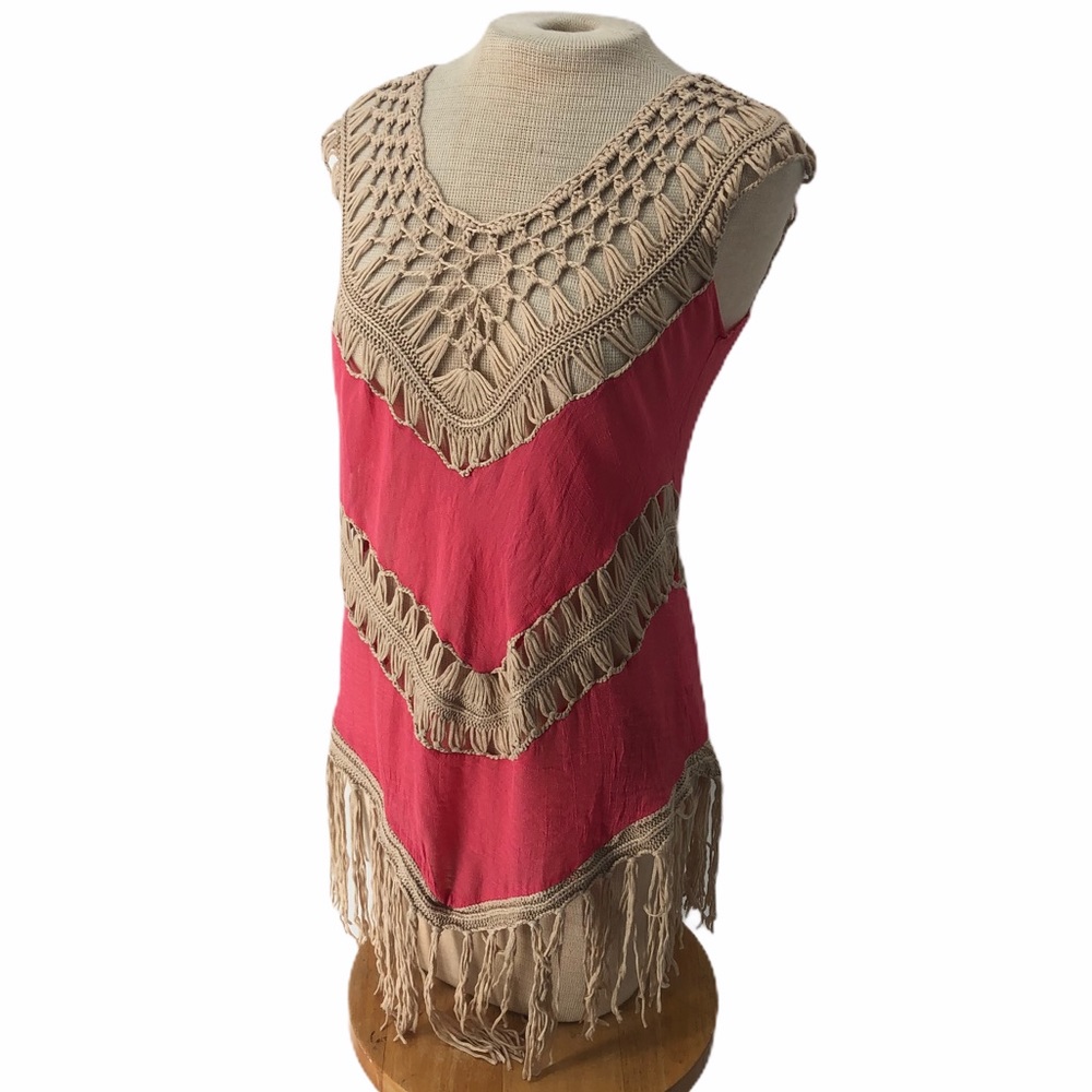 Si Style Dot Com Boho Fringe Crochet Tunic - image 1